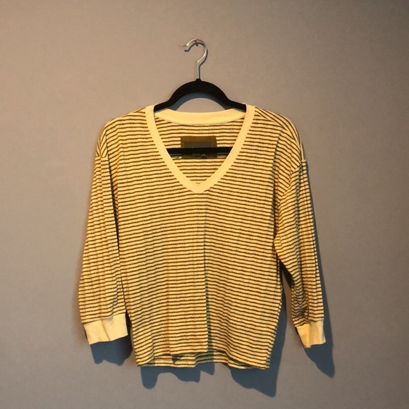 ⭕️ PRICE FIRM Anthropologie Size XS Hannah Striped Lightweight V-neck Sweater - Picture 5 of 6
